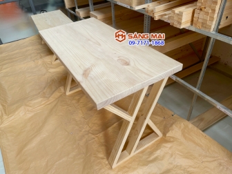 Mặt bàn gỗ thông 120cm x 60cm x dày 4,2cm - gỗ thông tự nhiên Thợ Mộc ghép